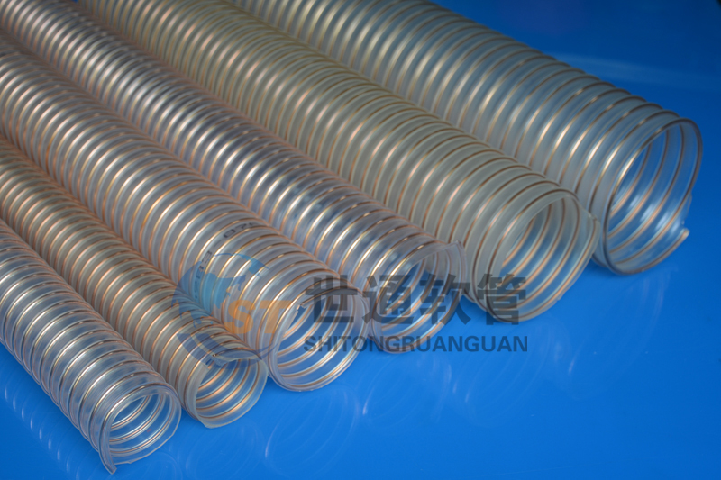 PU 鋼絲軟管，PU鋼絲管，PU聚氨酯鋼絲波紋管，耐磨工業(yè)吸塵通風(fēng)軟管 